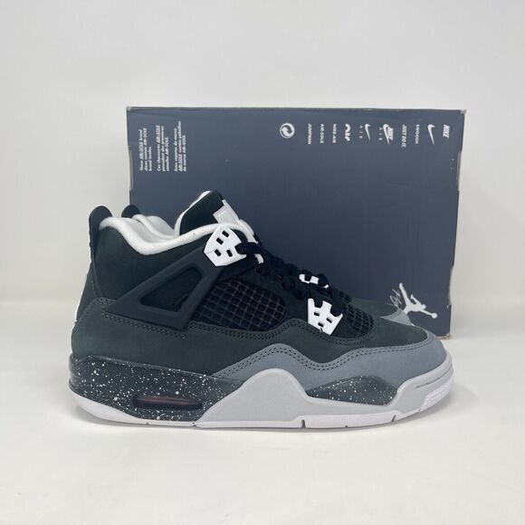 Air Jordan 4 Retro GS Black White Anthracite Shoes FQ8213-002 Youth Size 5.5